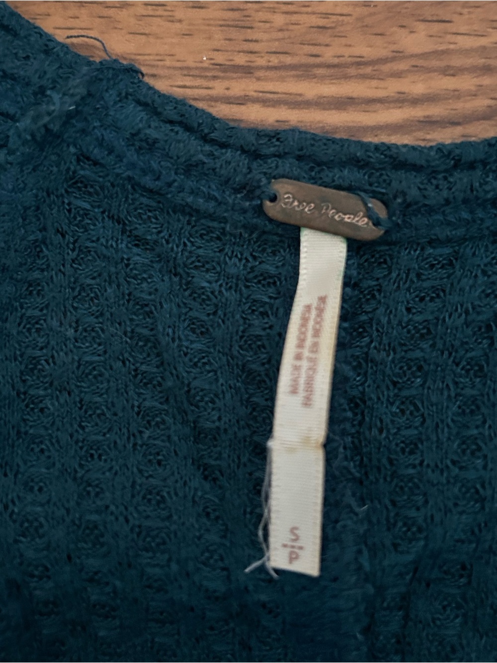 Free People Ventura Teal High Low Thermal Tunic Top Size S - Picture 4 of 4